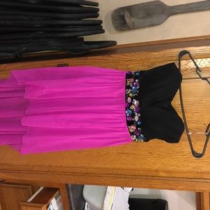 Black and Pink High Low Dress